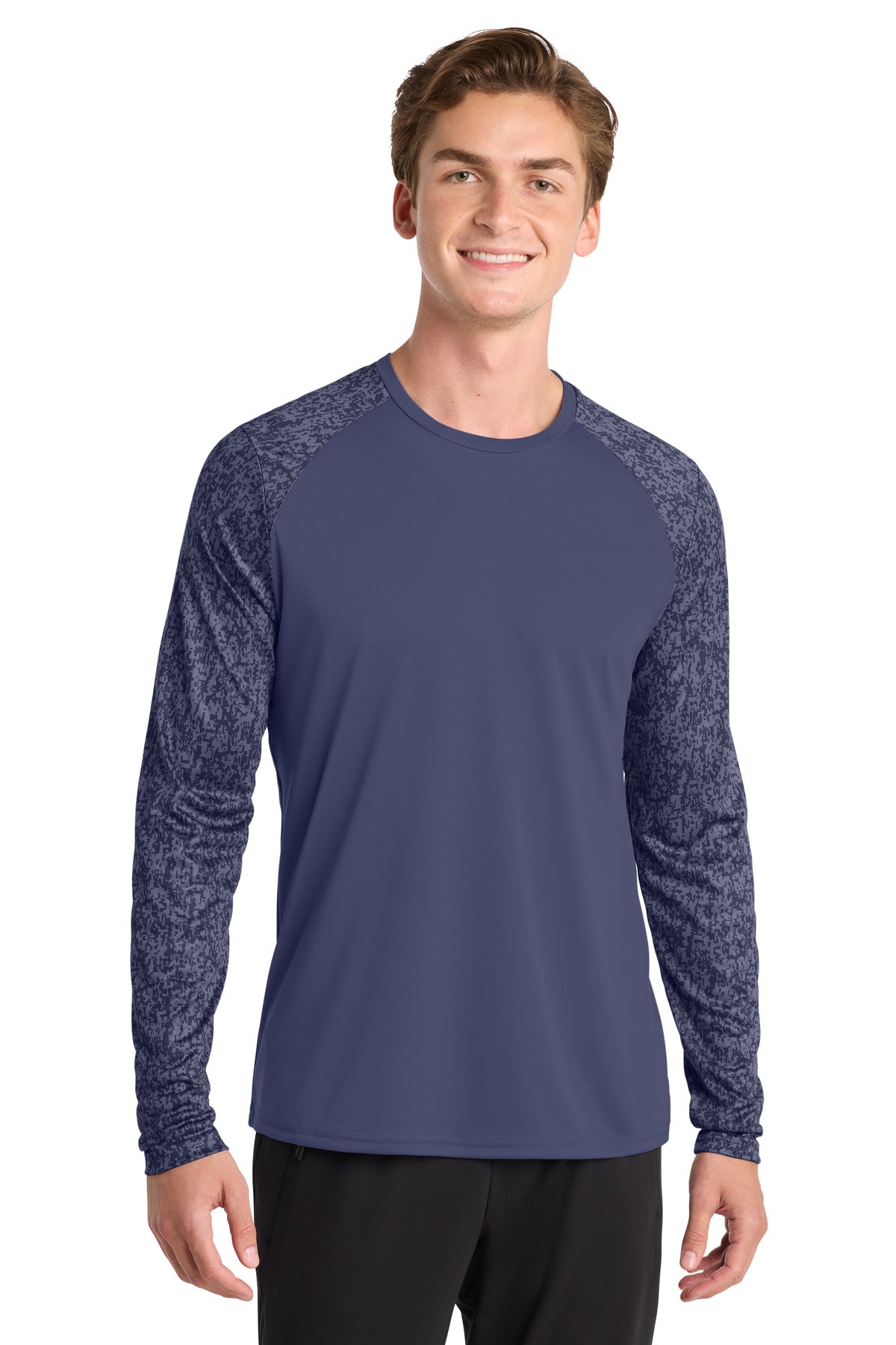 Sport-Tek Long Sleeve Digi Camo Tee ST460LS True Navy