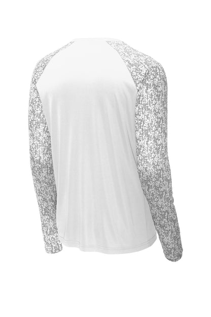 Sport-Tek  Long Sleeve Digi Camo Tee. ST460LS White