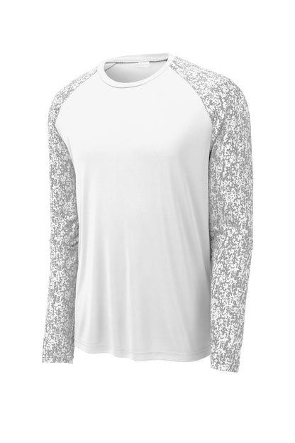 Sport-Tek  Long Sleeve Digi Camo Tee. ST460LS White