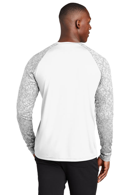 Sport-Tek  Long Sleeve Digi Camo Tee. ST460LS White