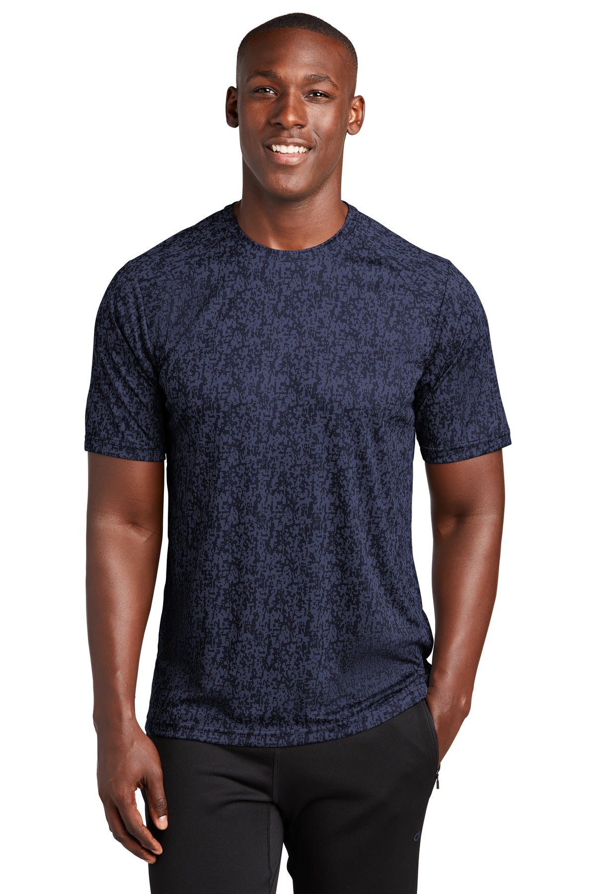 Sport-Tek  Digi Camo Tee. ST460 True Navy