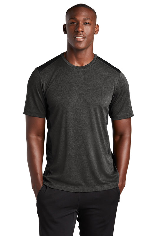 Sport-Tek  Endeavor Tee. ST465 Black Heather/ Black