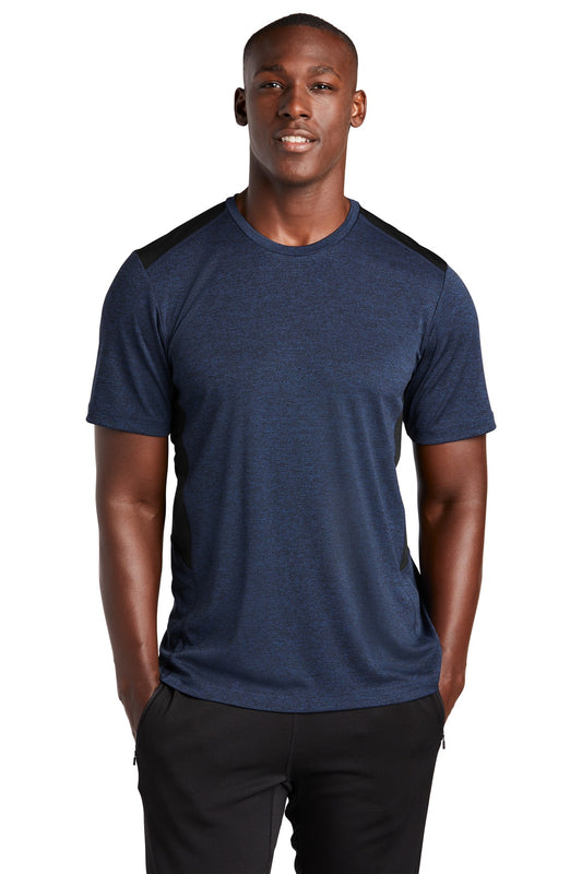 Sport-Tek  Endeavor Tee. ST465 Dark Royal Heather/ Black