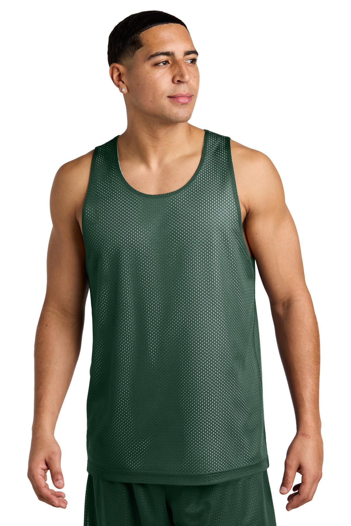 Sport-Tek PosiCharge Reversible Mesh Tank ST5000 Forest Green/ White