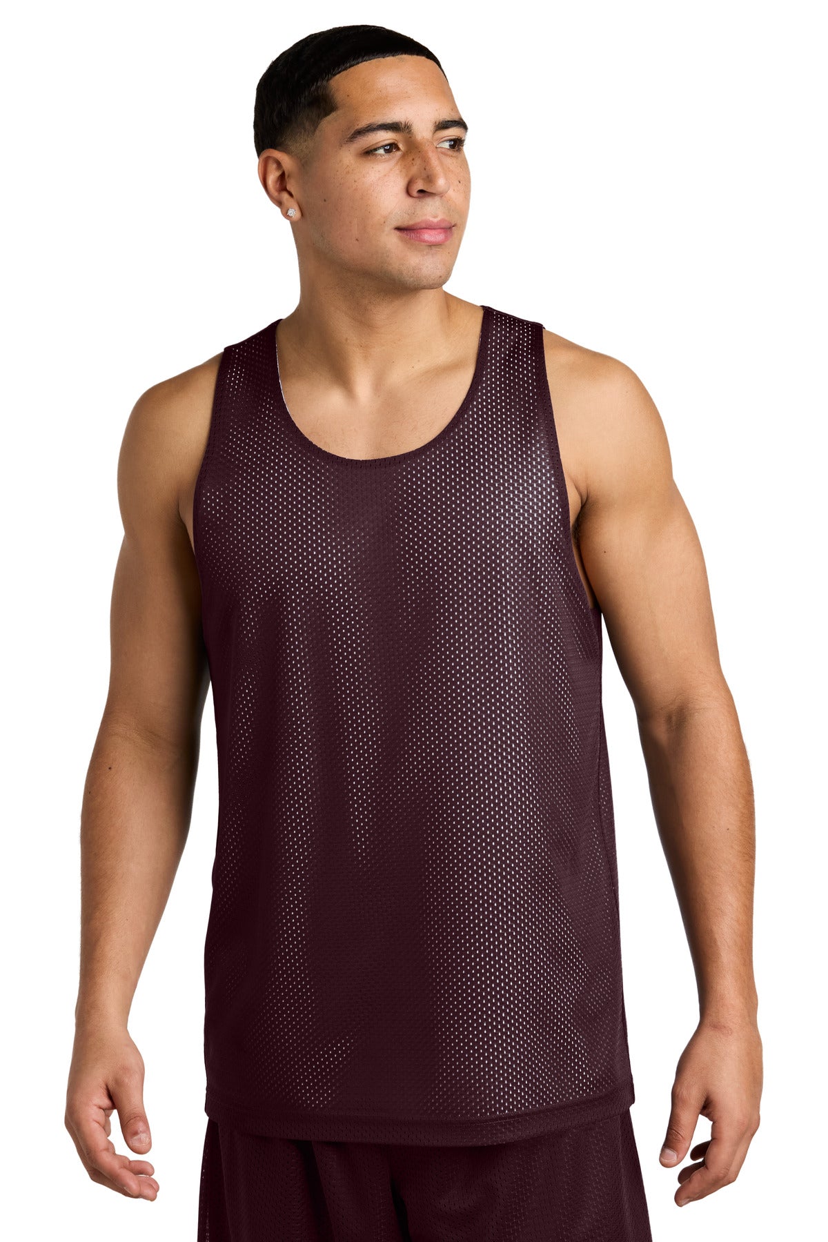 Sport-Tek PosiCharge Reversible Mesh Tank ST5000 Maroon/ White