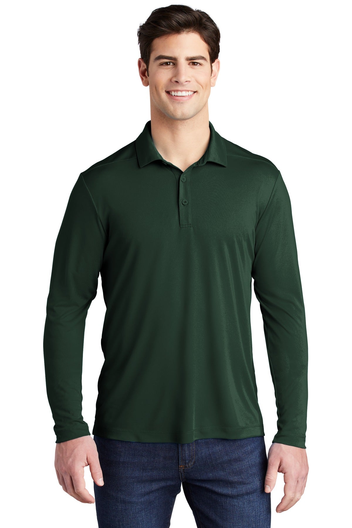 Sport-Tek   Posi-UV  Pro Long Sleeve Polo. ST520LS Forest Green