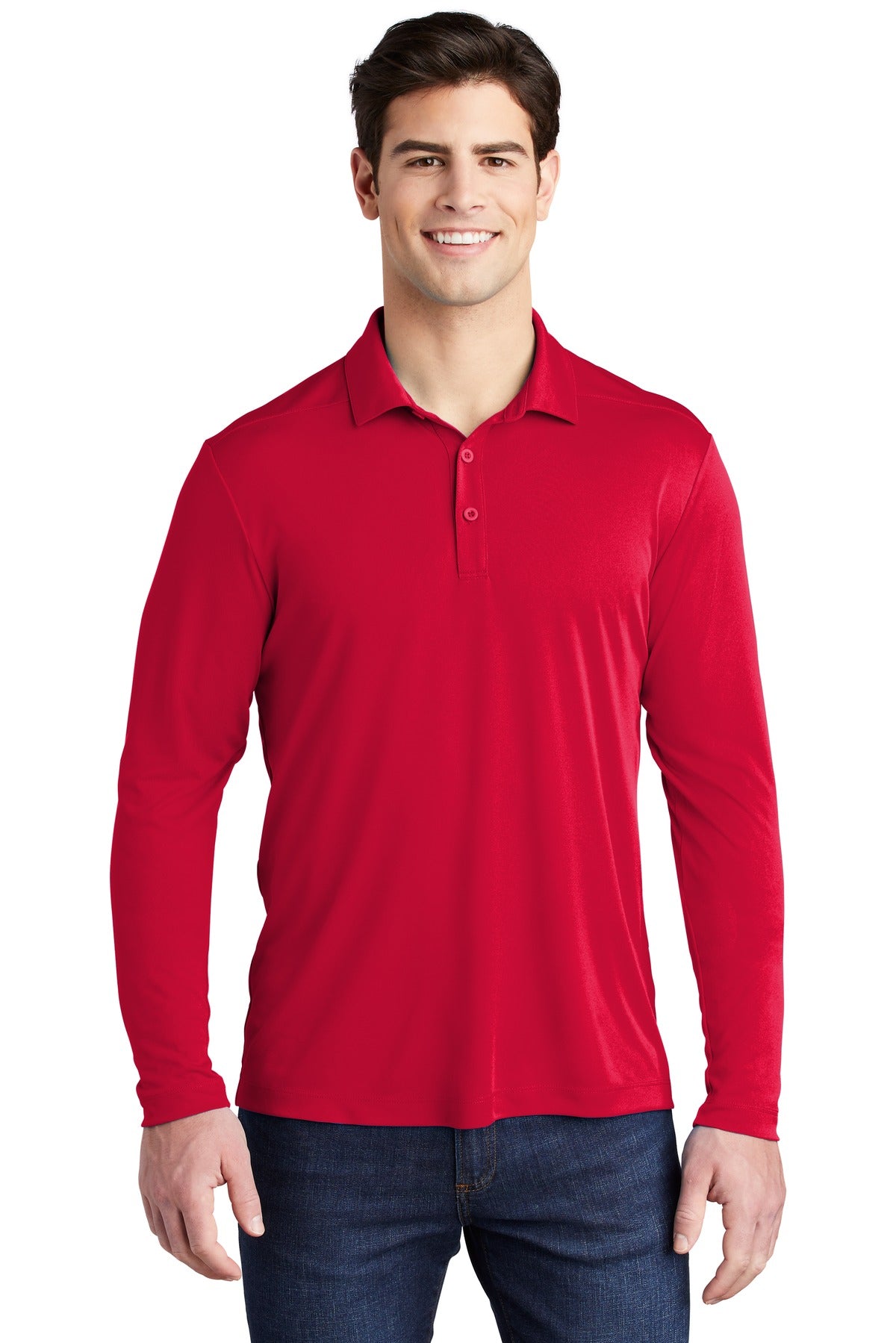 Sport-Tek   Posi-UV  Pro Long Sleeve Polo. ST520LS True Red