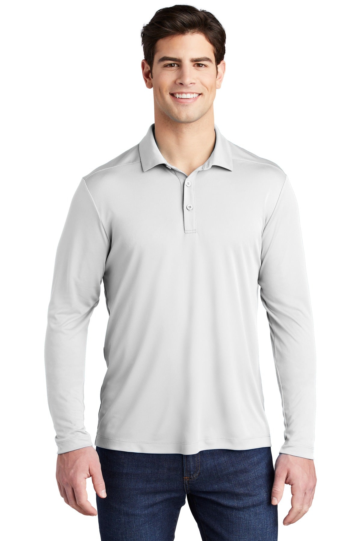 Sport-Tek   Posi-UV  Pro Long Sleeve Polo. ST520LS White