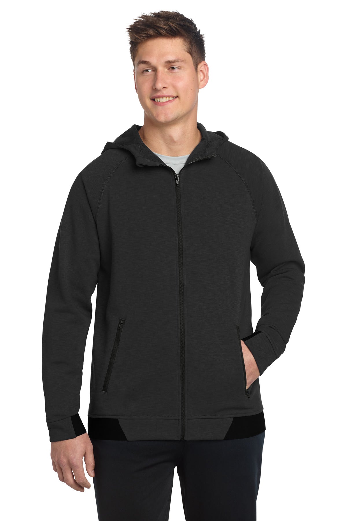 Sport-Tek PosiCharge Strive Hooded Full-Zip ST570 Black