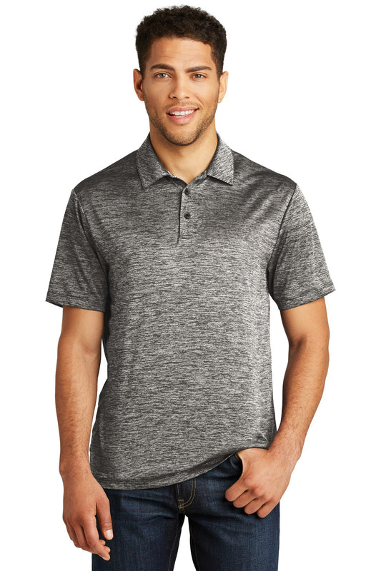 Sport-Tek  PosiCharge  Electric Heather Polo. ST590 Black Electric
