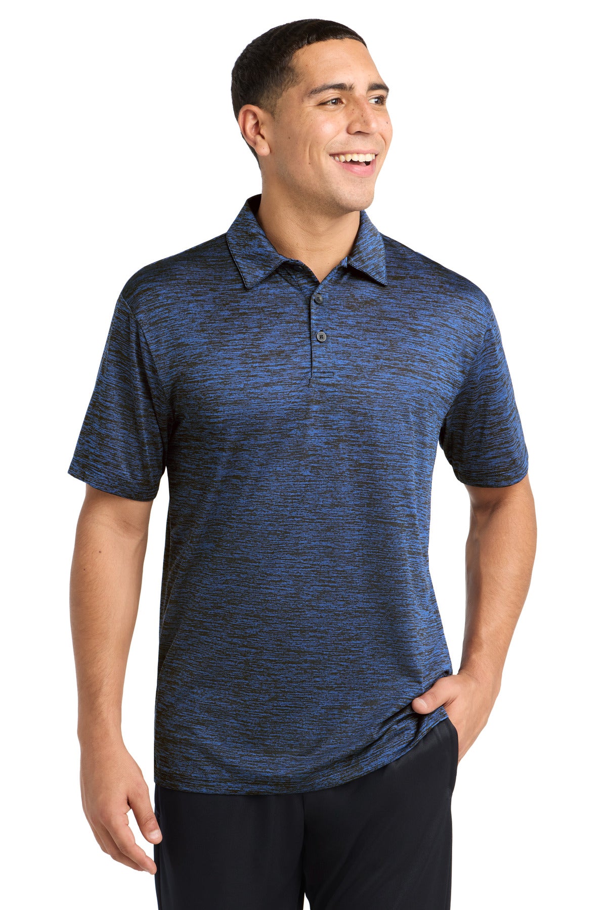 Sport-Tek PosiCharge Electric Heather Polo ST590 Dark Royal-Black Electric