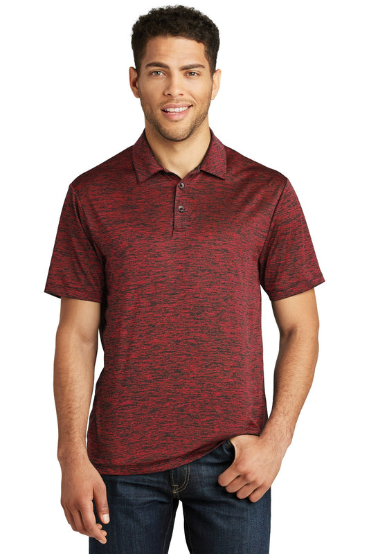 Sport-Tek  PosiCharge  Electric Heather Polo. ST590 Deep Red-Black Electric