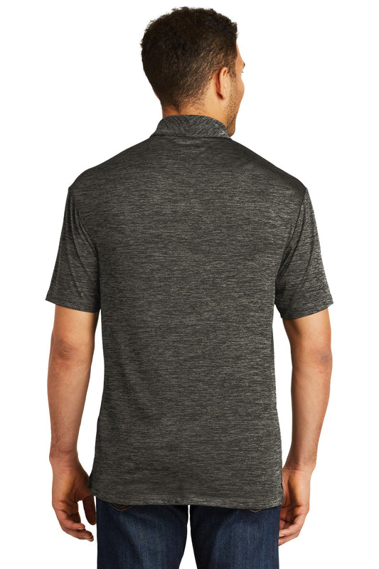 Sport-Tek  PosiCharge  Electric Heather Polo. ST590 Grey-Black Electric