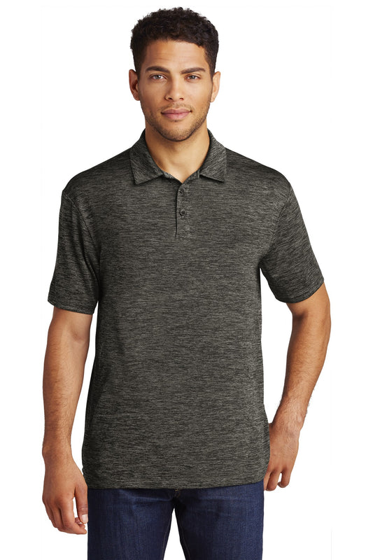 Sport-Tek  PosiCharge  Electric Heather Polo. ST590 Grey-Black Electric