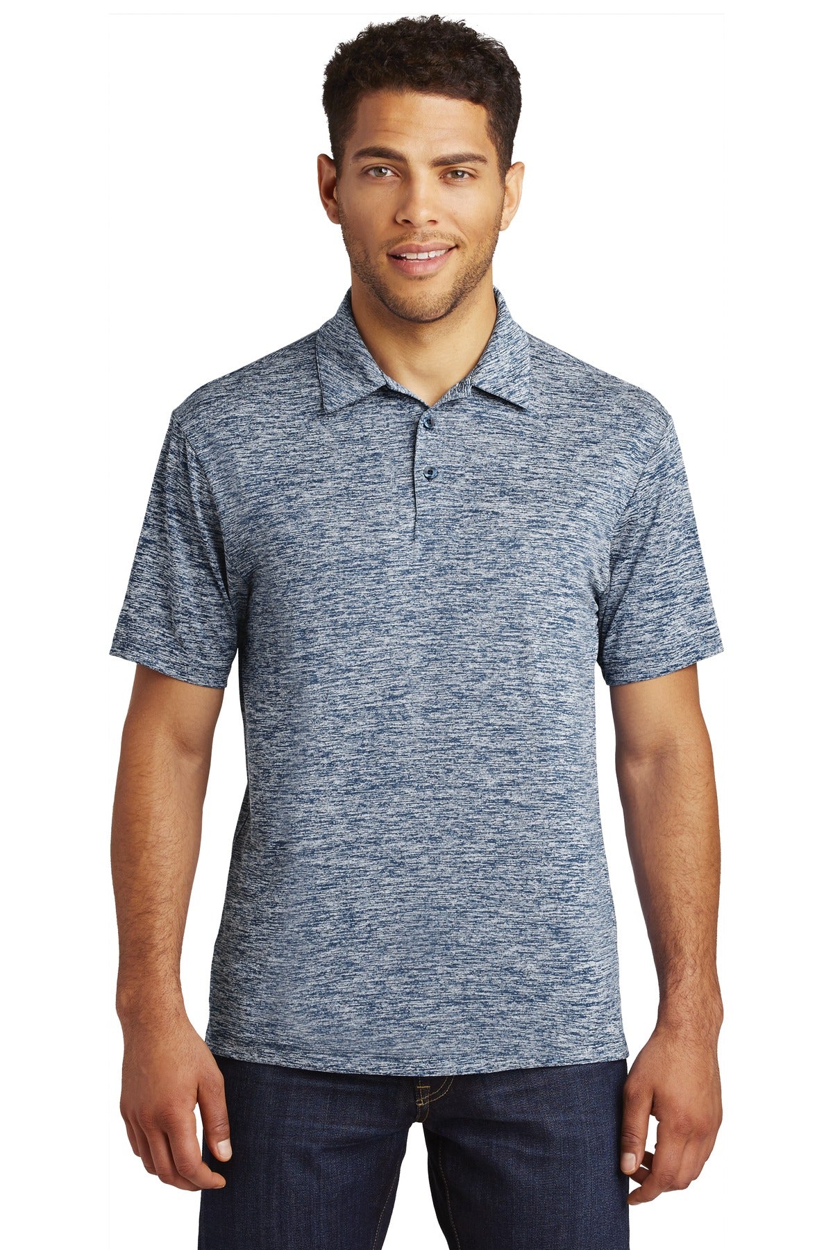 Sport-Tek  PosiCharge  Electric Heather Polo. ST590 True Navy Electric