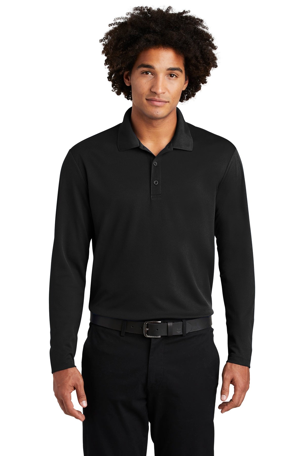 Sport-Tek  PosiCharge  RacerMesh  Long Sleeve Polo. ST640LS Black