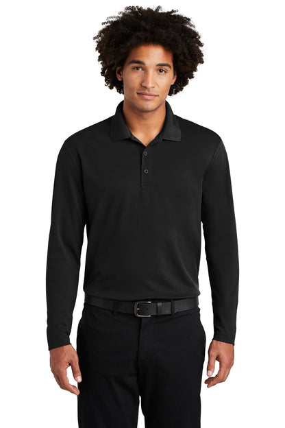 Sport-Tek  PosiCharge  RacerMesh  Long Sleeve Polo. ST640LS Black