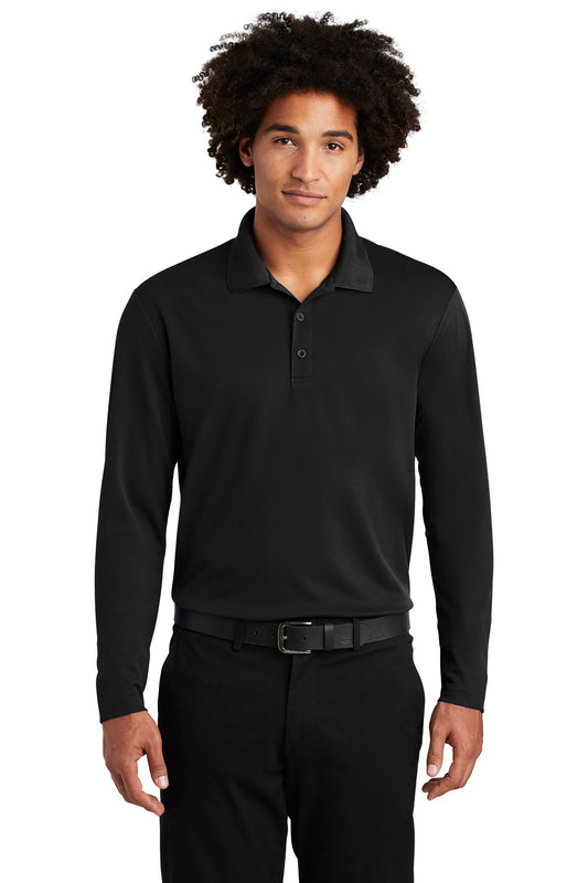 Sport-Tek  PosiCharge  RacerMesh  Long Sleeve Polo. ST640LS Black