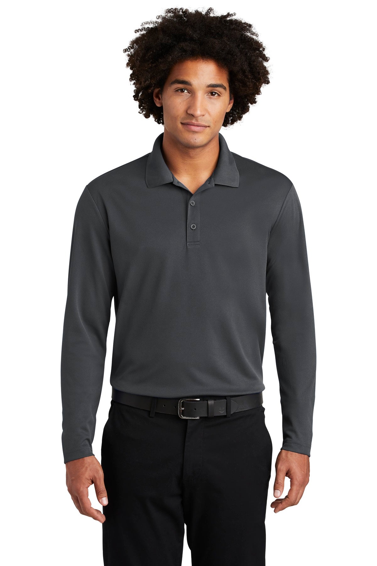 Sport-Tek  PosiCharge  RacerMesh  Long Sleeve Polo. ST640LS Graphite