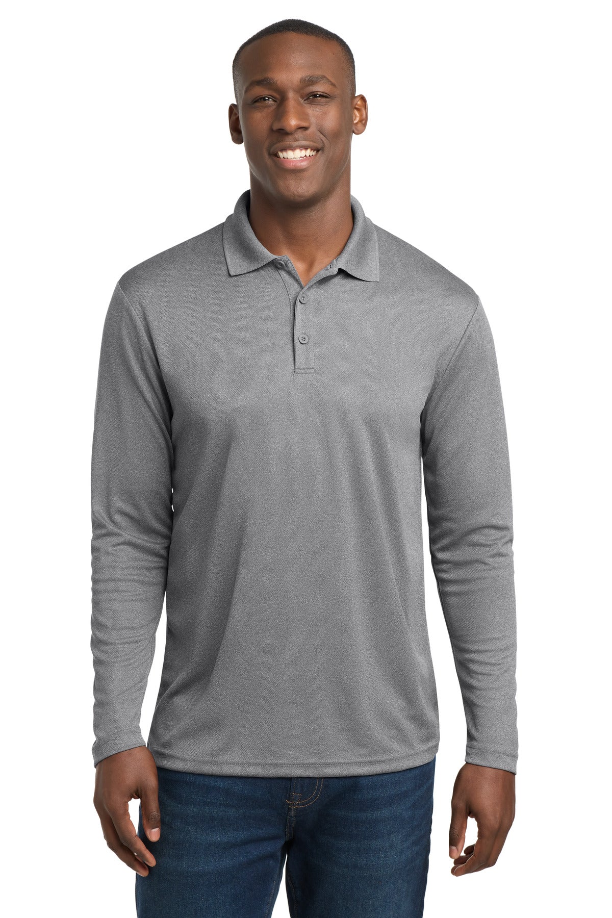 Sport-Tek PosiCharge RacerMesh Long Sleeve Polo ST640LS Grey Heather