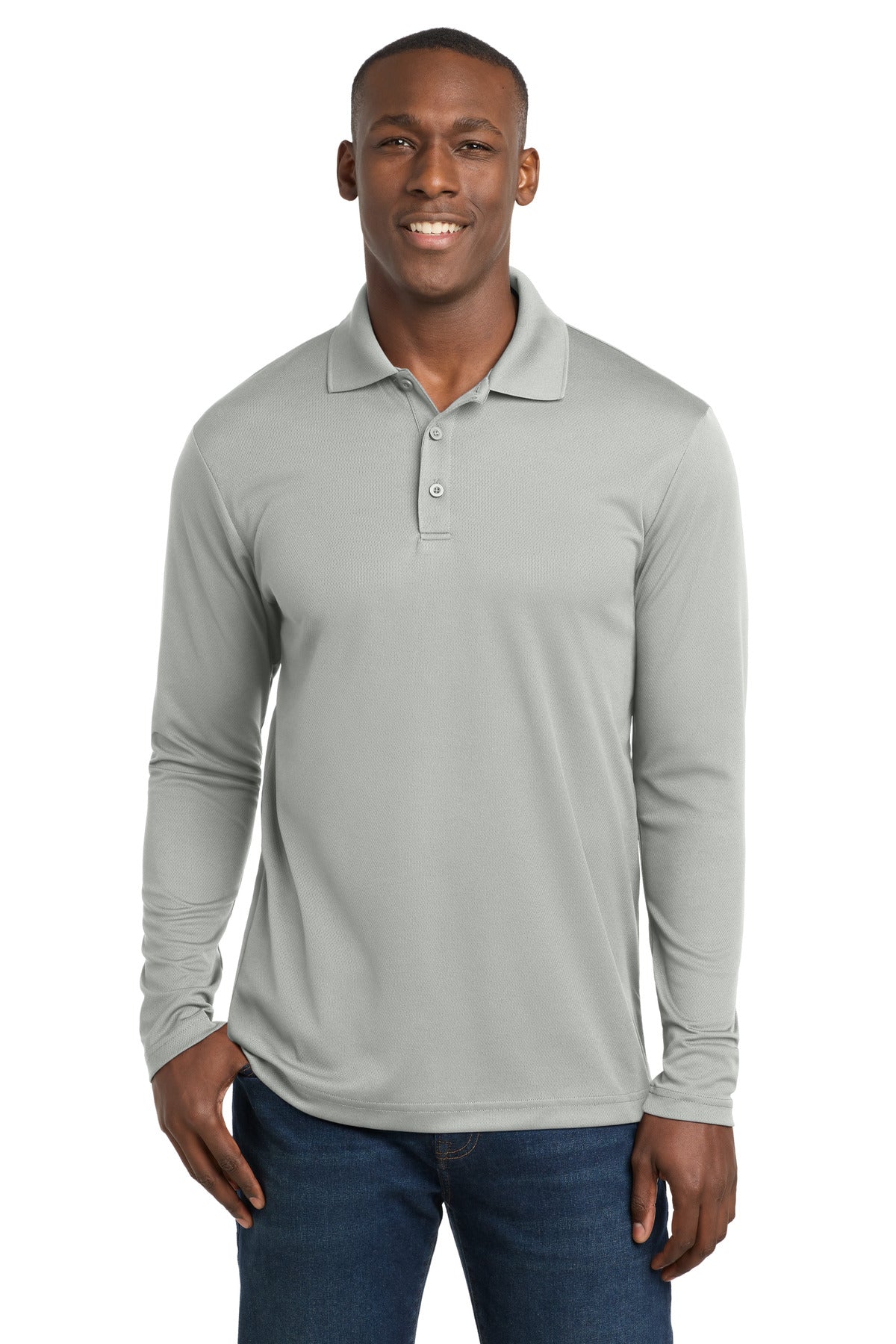 Sport-Tek PosiCharge RacerMesh Long Sleeve Polo ST640LS Silver