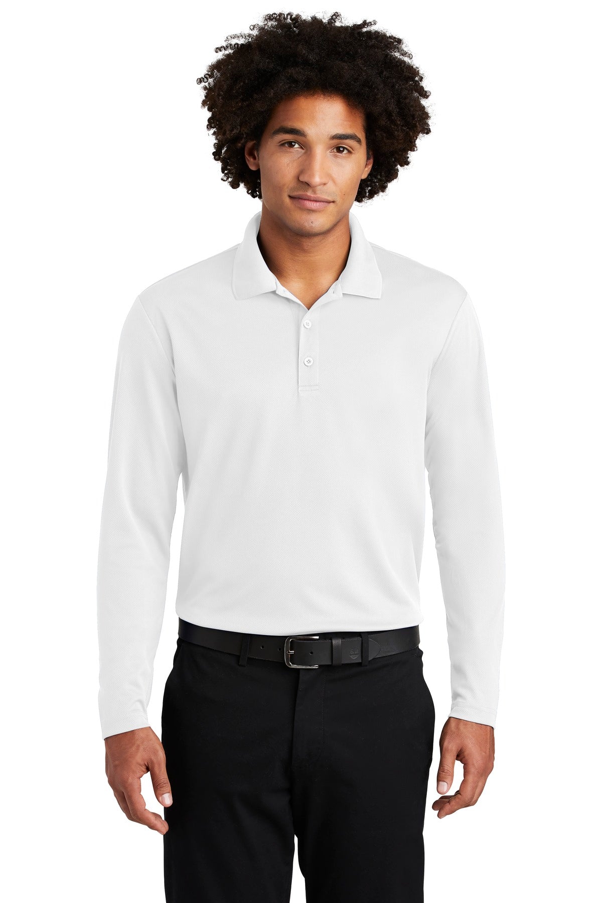 Sport-Tek  PosiCharge  RacerMesh  Long Sleeve Polo. ST640LS White