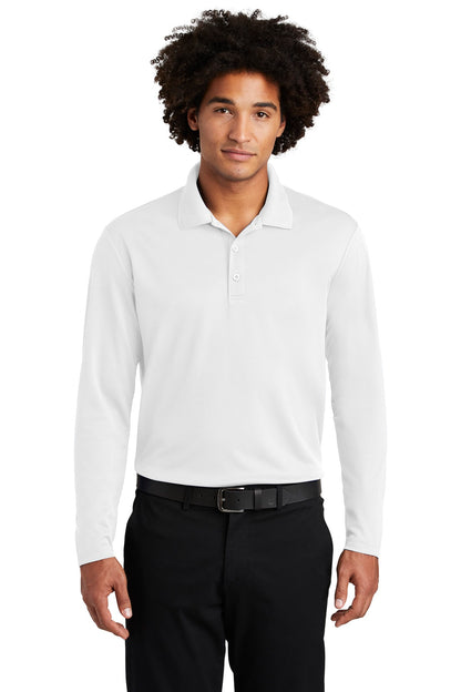 Sport-Tek  PosiCharge  RacerMesh  Long Sleeve Polo. ST640LS White