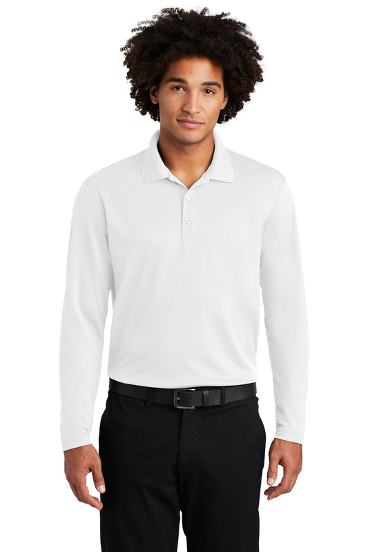 Sport-Tek  PosiCharge  RacerMesh  Long Sleeve Polo. ST640LS White