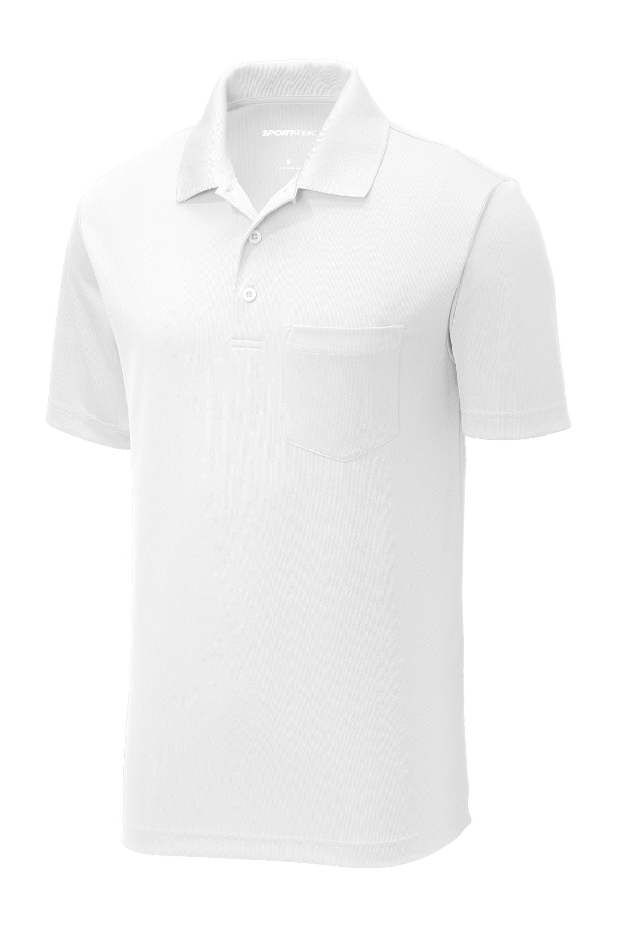 Sport-Tek  PosiCharge  RacerMesh  Pocket Polo. ST640P White