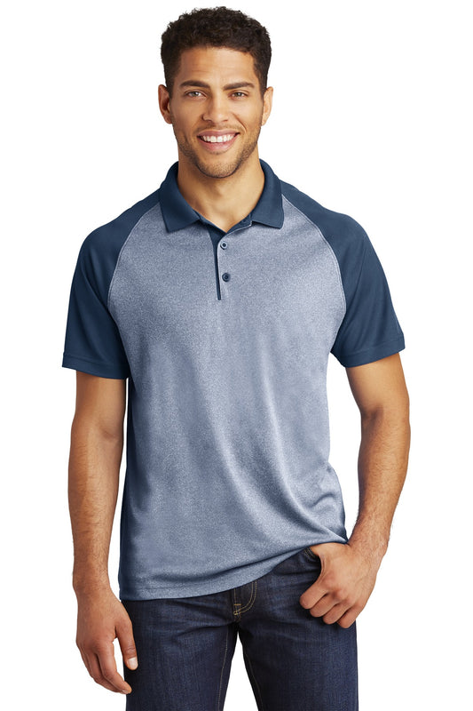 Sport-Tek  PosiCharge  RacerMesh  Raglan Heather Block Polo. ST641 True Navy Heather/ True Navy