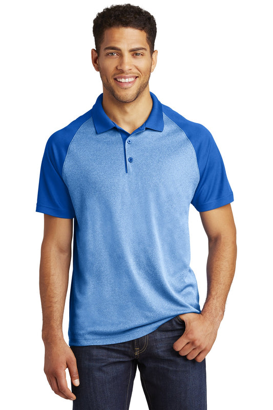 Sport-Tek  PosiCharge  RacerMesh  Raglan Heather Block Polo. ST641 True Royal Heather/ True Royal