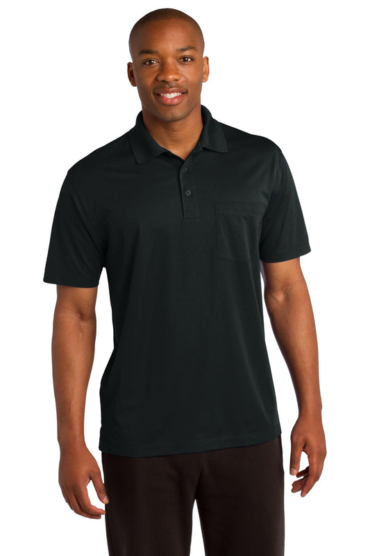 Sport-Tek Micropique Sport-Wick Pocket Polo. ST651 Black