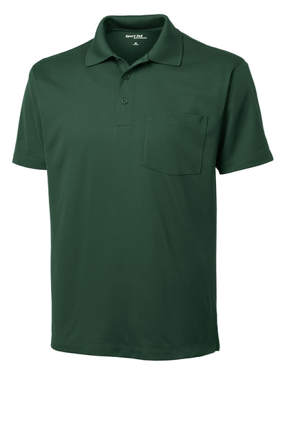 Sport-Tek Micropique Sport-Wick Pocket Polo. ST651 Forest Green