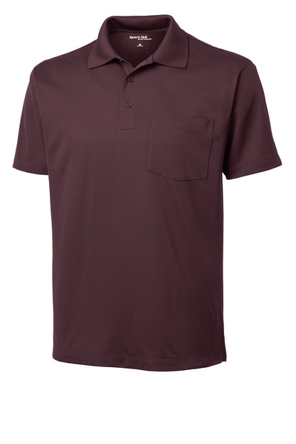 Sport-Tek Micropique Sport-Wick Pocket Polo. ST651 Maroon