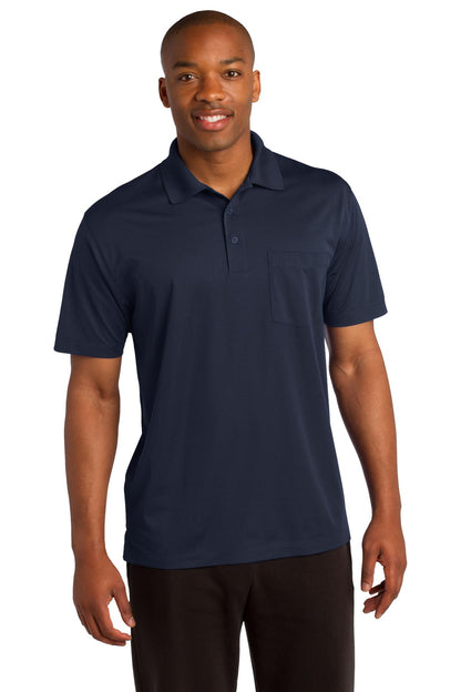 Sport-Tek Micropique Sport-Wick Pocket Polo. ST651 True Navy