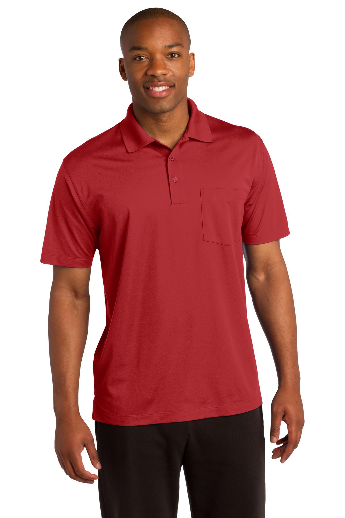 Sport-Tek Micropique Sport-Wick Pocket Polo. ST651 True Red