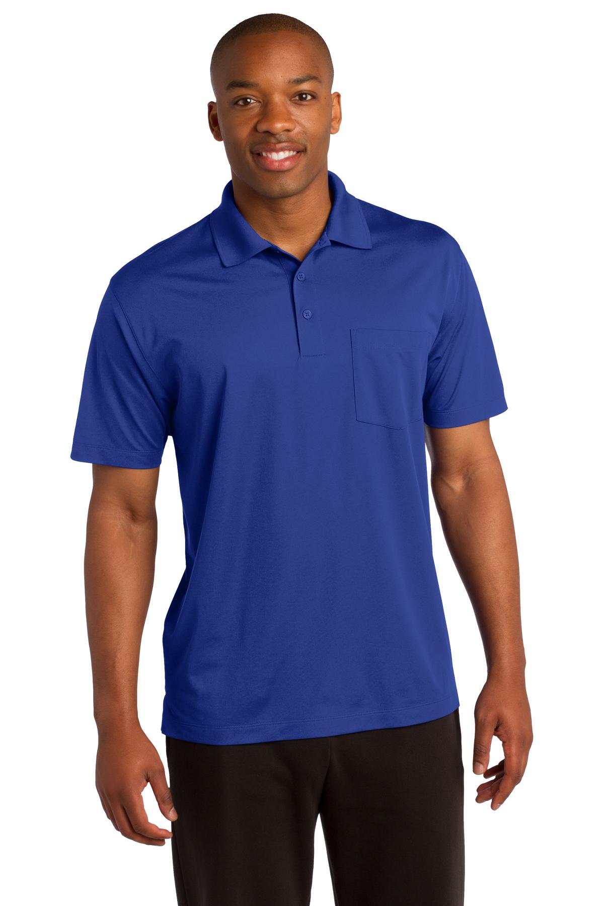 Sport-Tek Micropique Sport-Wick Pocket Polo. ST651 True Royal