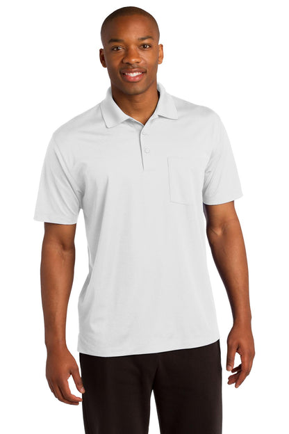 Sport-Tek Micropique Sport-Wick Pocket Polo. ST651 White