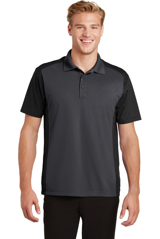 Sport-Tek Colorblock Micropique Sport-Wick Polo. ST652 Iron Grey/ Black