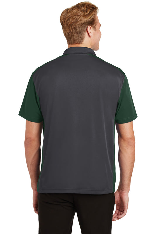 Sport-Tek Colorblock Micropique Sport-Wick Polo. ST652 Iron Grey/ Forest Green