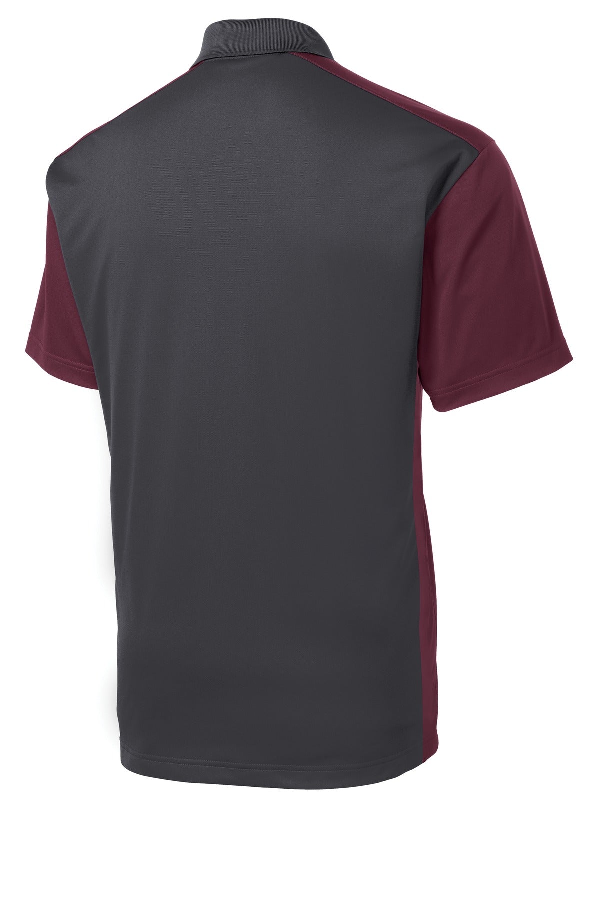 Sport-Tek Colorblock Micropique Sport-Wick Polo. ST652 Iron Grey/ Maroon