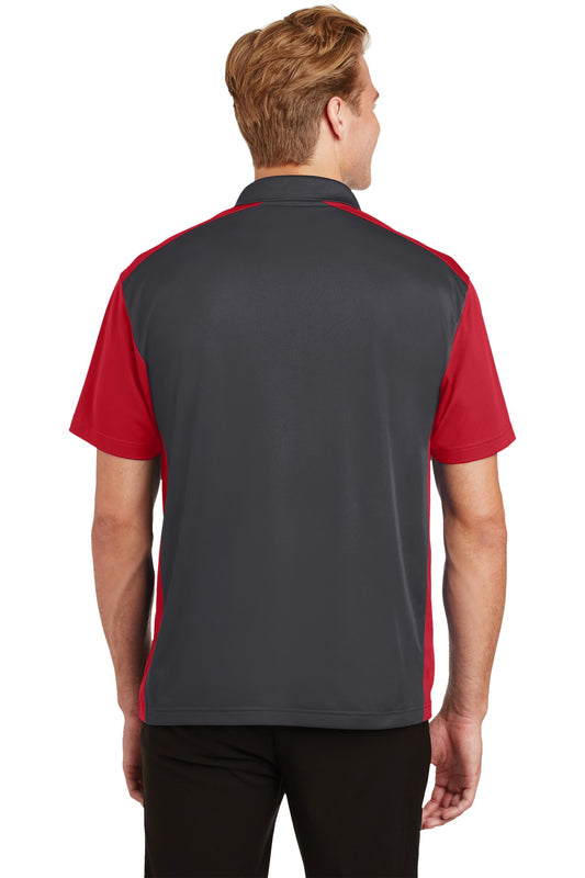 Sport-Tek Colorblock Micropique Sport-Wick Polo. ST652 Iron Grey/ True Red