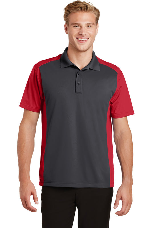 Sport-Tek Colorblock Micropique Sport-Wick Polo. ST652 Iron Grey/ True Red