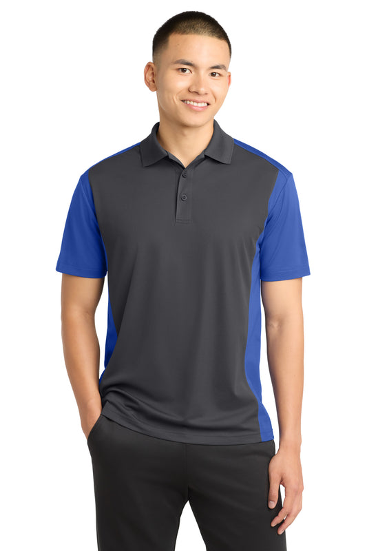 Sport-Tek Colorblock Micropique Sport-Wick Polo ST652 Iron Grey/ True Royal