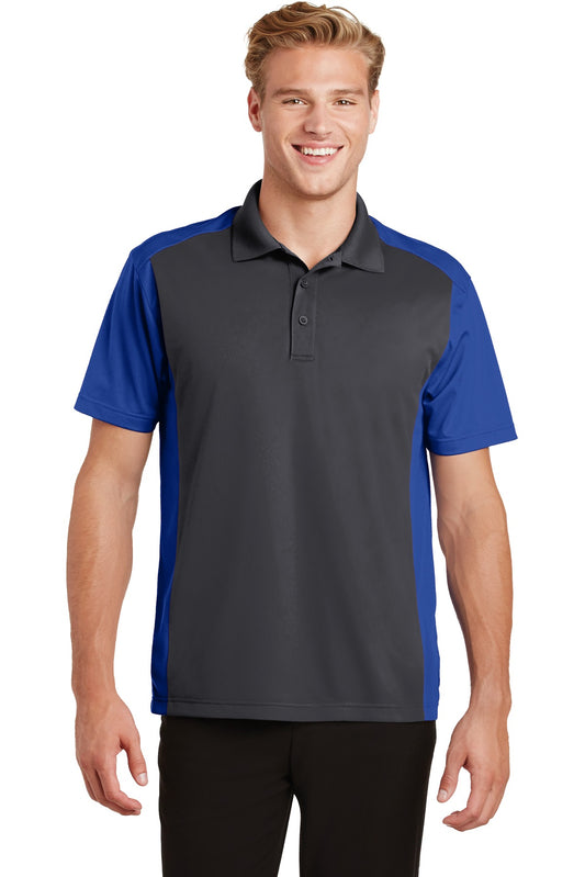 Sport-Tek Colorblock Micropique Sport-Wick Polo. ST652 Iron Grey/ True Royal