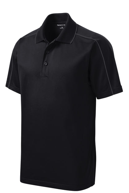 Sport-Tek Micropique Sport-Wick Piped Polo. ST653 Black/ Iron Grey