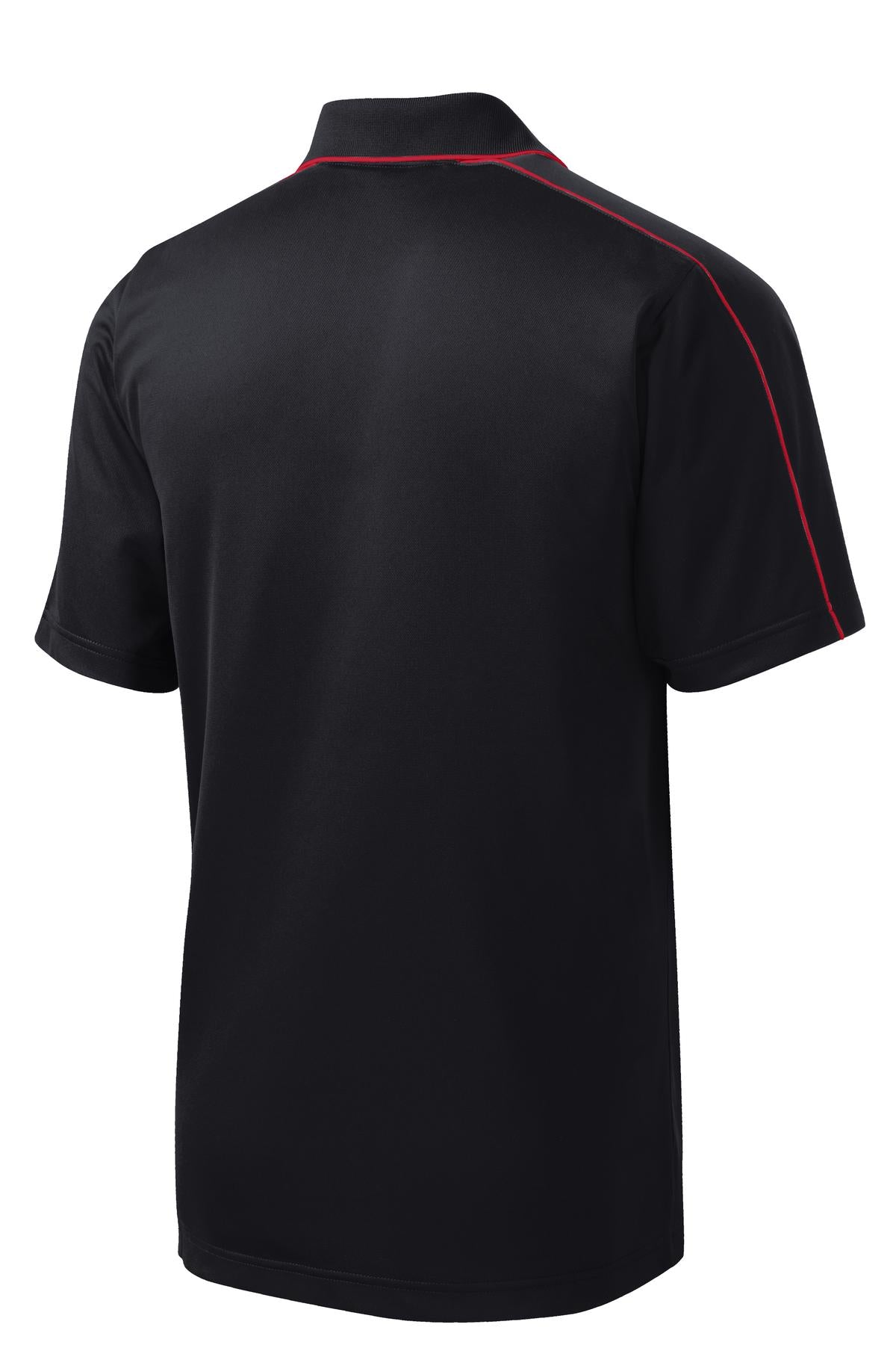 Sport-Tek Micropique Sport-Wick Piped Polo. ST653 Black/ True Red
