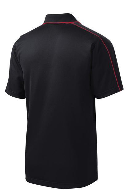 Sport-Tek Micropique Sport-Wick Piped Polo. ST653 Black/ True Red