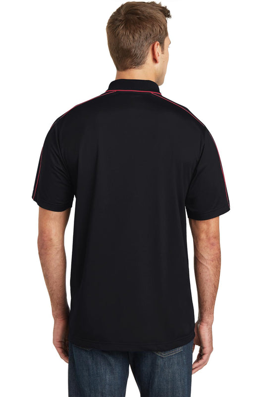 Sport-Tek Micropique Sport-Wick Piped Polo. ST653 Black/ True Red