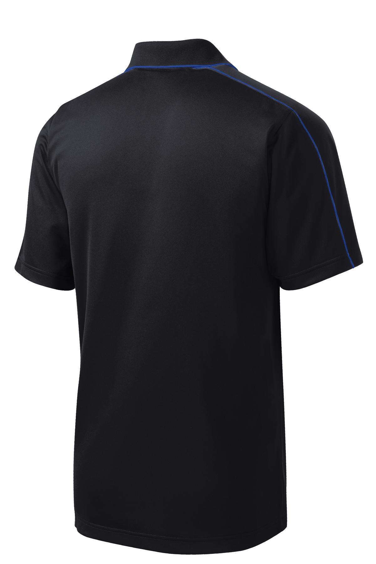 Sport-Tek Micropique Sport-Wick Piped Polo. ST653 Black/ True Royal